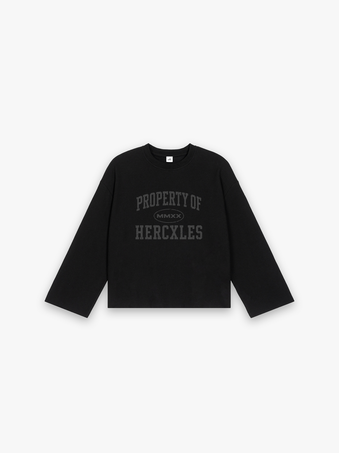 HERCXLES Property Of Waffle Long Sleeve - Black front flatlay