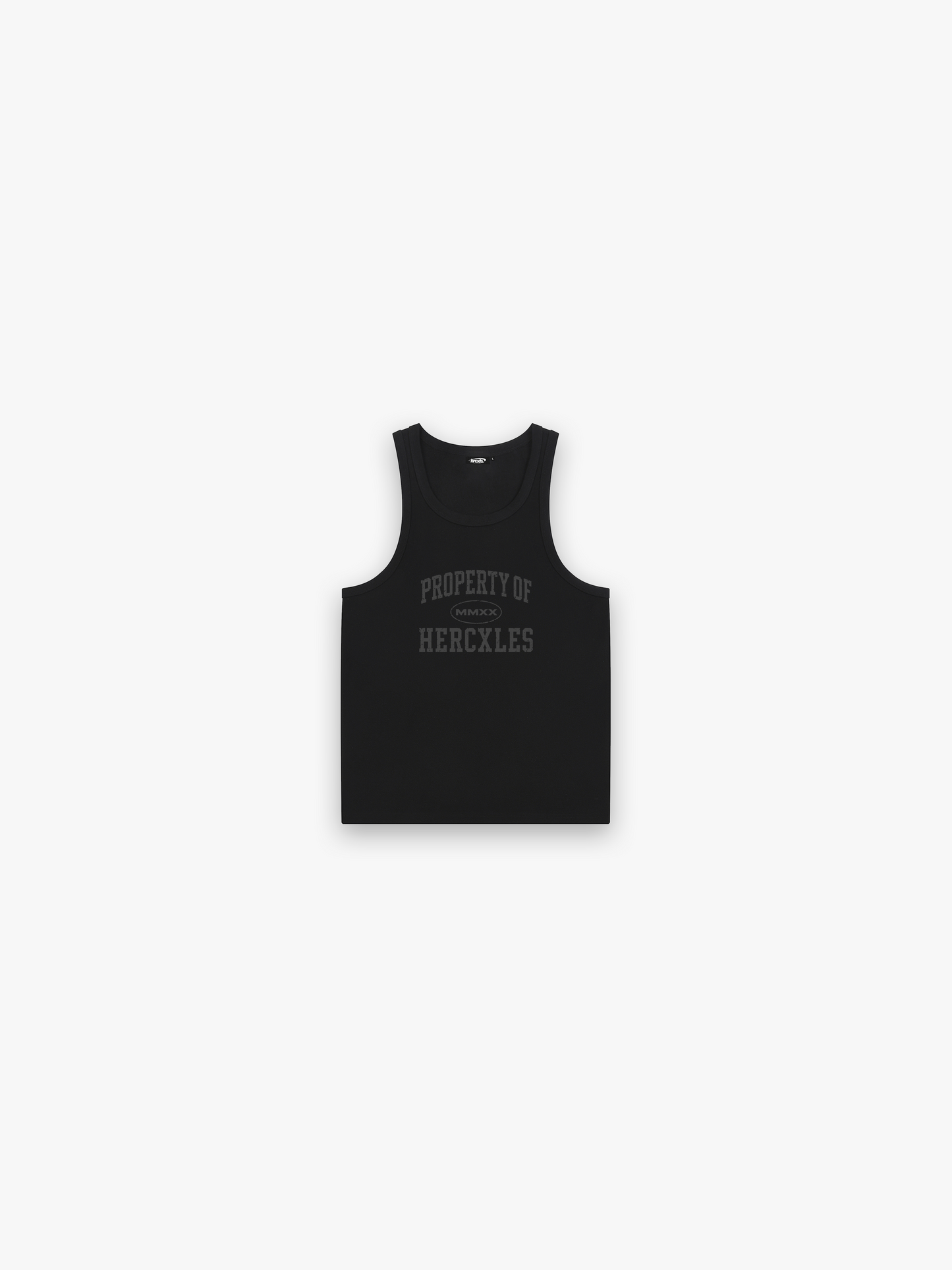 HERCXLES Property Of Performance Tank Top - Black tank front flatlay