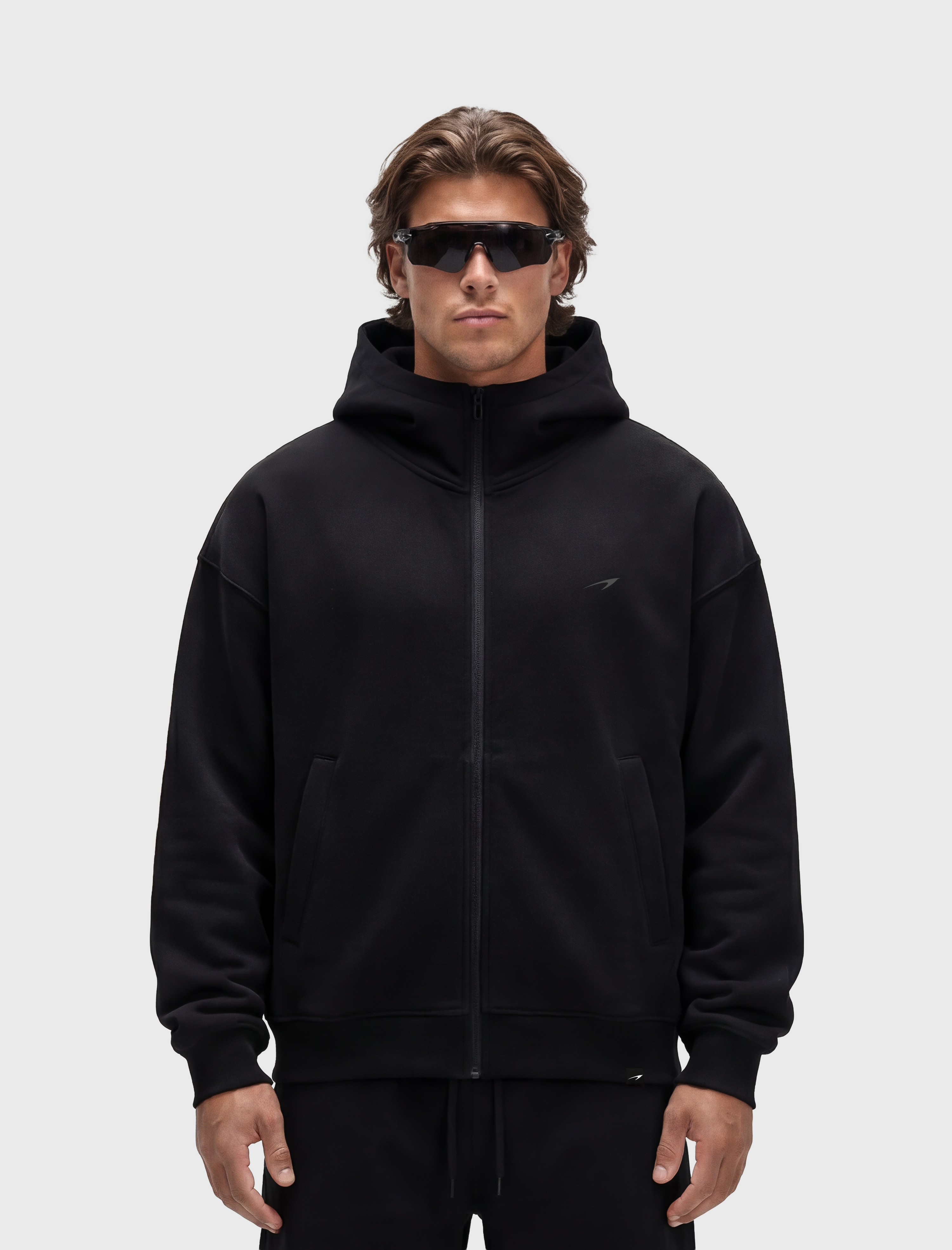 HERCXLES 2026: Running Zip Hoodie - Black model front