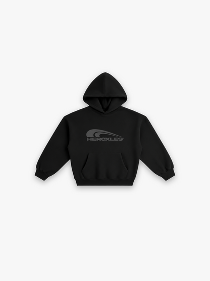 Rush Boxy Hoodie - Black flat lay front