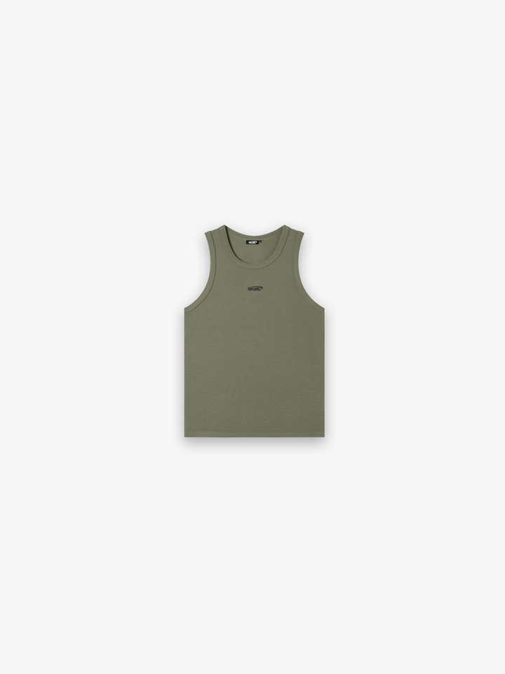 HERCXLES 2026: Sport Ribbed Tank Top - Army Green front