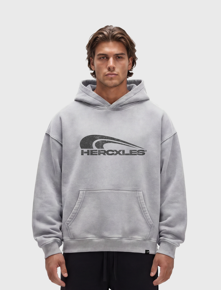 HERCXLES 2026: Rush Snow Wash Hoodie - Light Grey model front