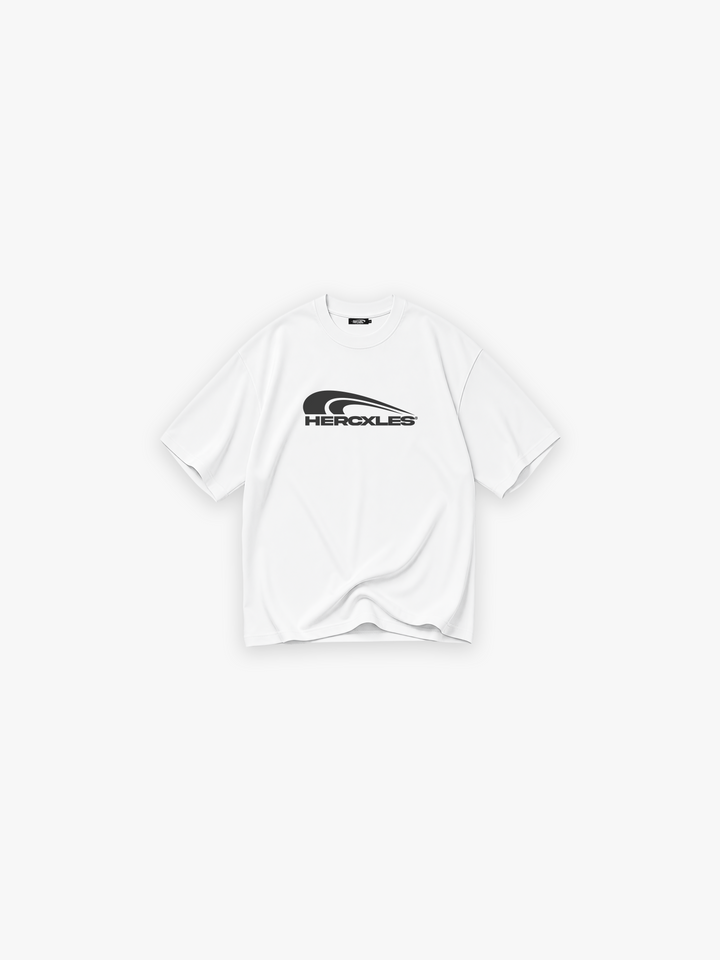 HERCXLES Swoosh T-Shirt - White flat lay front