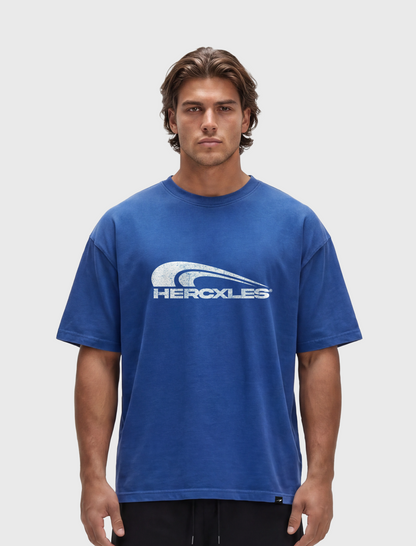 HERCXLES 2026: Vintage Wash T-Shirt - Cobalt Blue model front