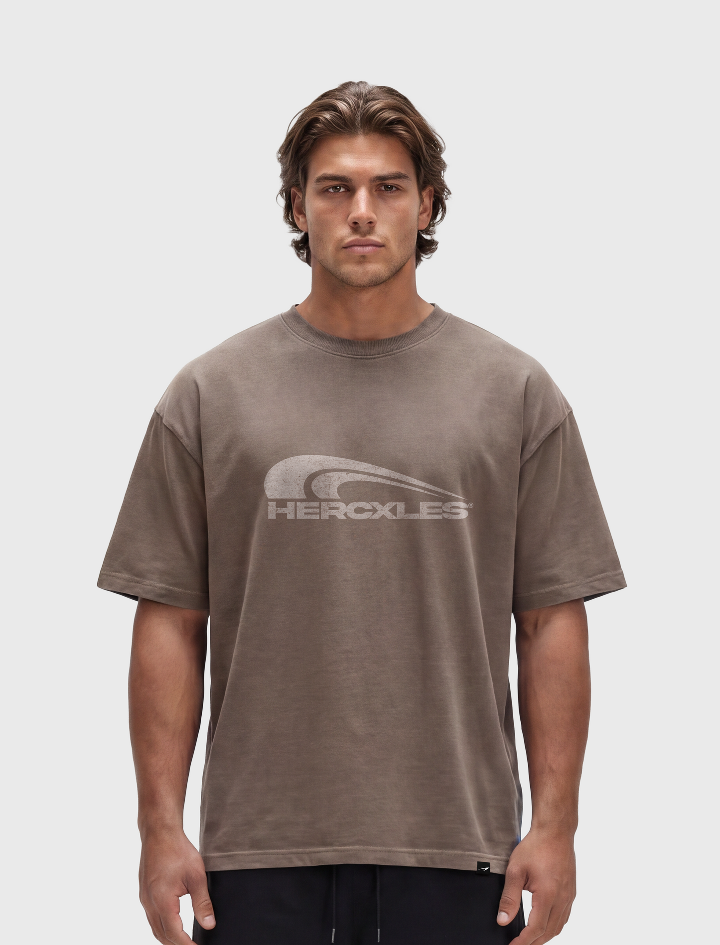 HERCXLES Rush Vintage T-Shirt in Coffee - model front
