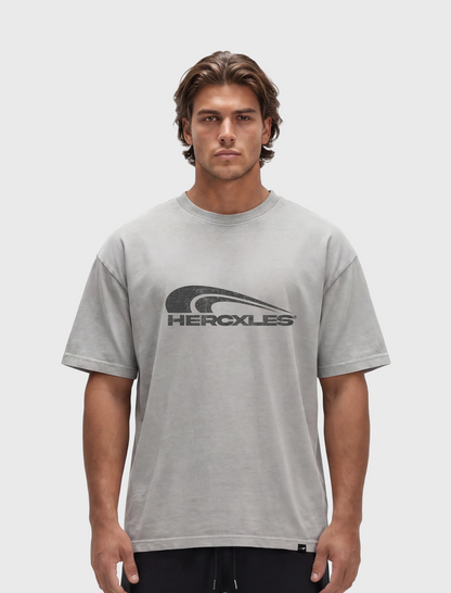 HERCXLES 2026: Vintage Wash T-Shirt - Light Grey model front