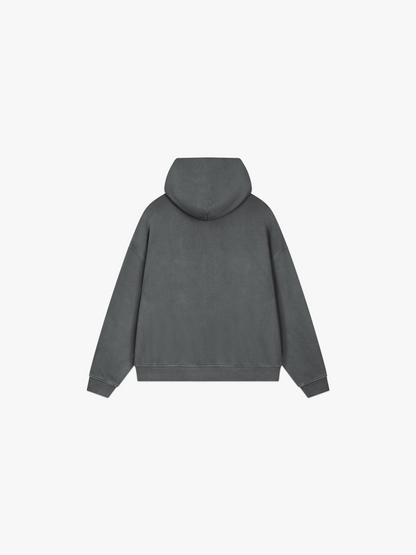 HERCXLES Lifting Club Vintage Wash Hoodie - Dark Grey back flat lay