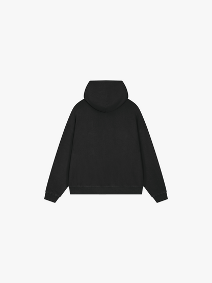 HERCXLES Lifting Club Vintage Wash Hoodie - Black back flat lay
