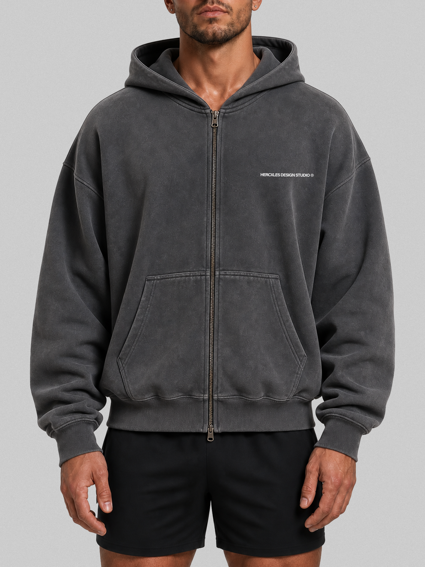 HERCXLES 2026: Hercxles Studios Black Zip Up - Studios model