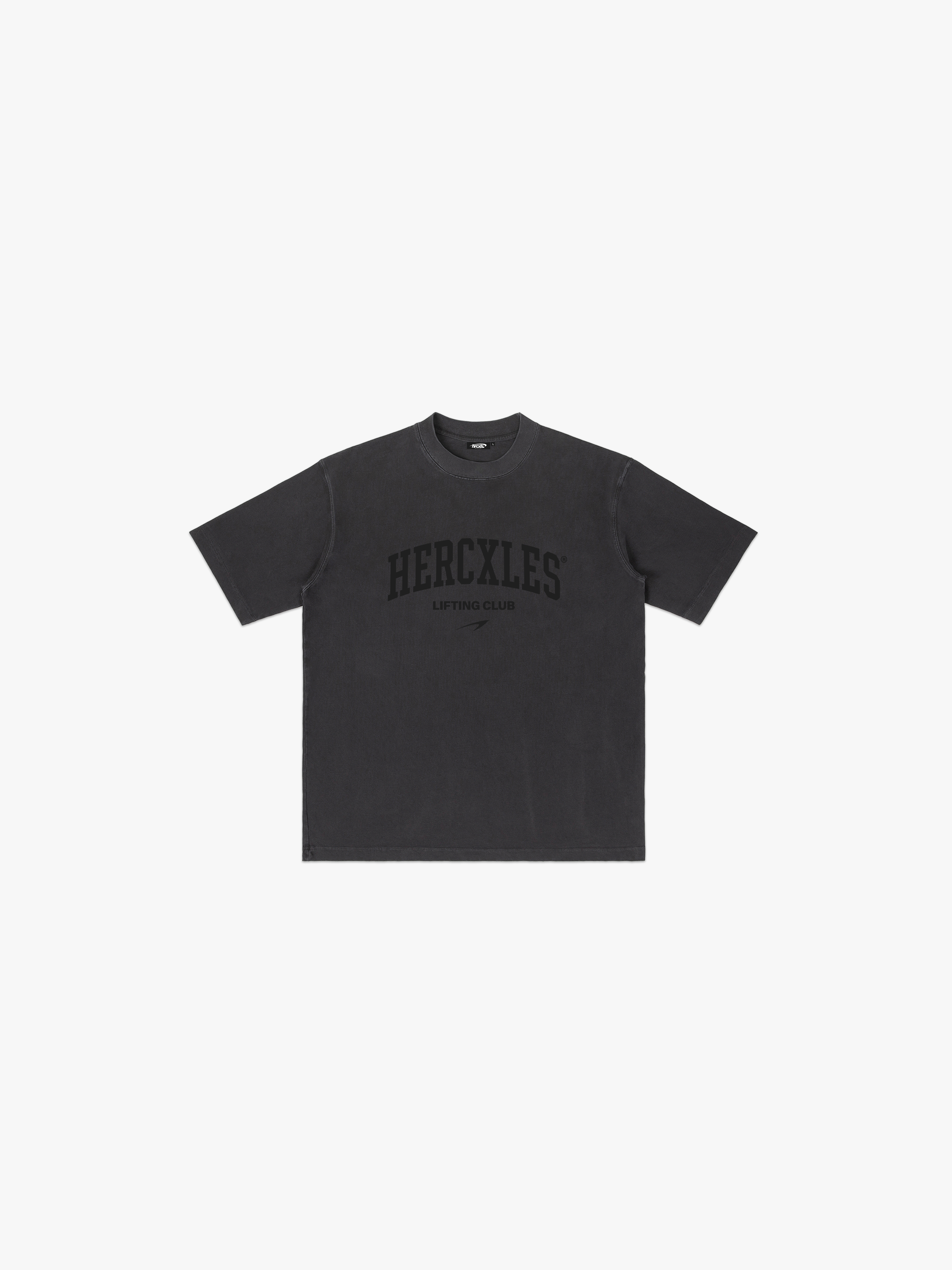 Lifting Club Vintage Oversized T-Shirt - Black Tonal - tonal black print front flat lay