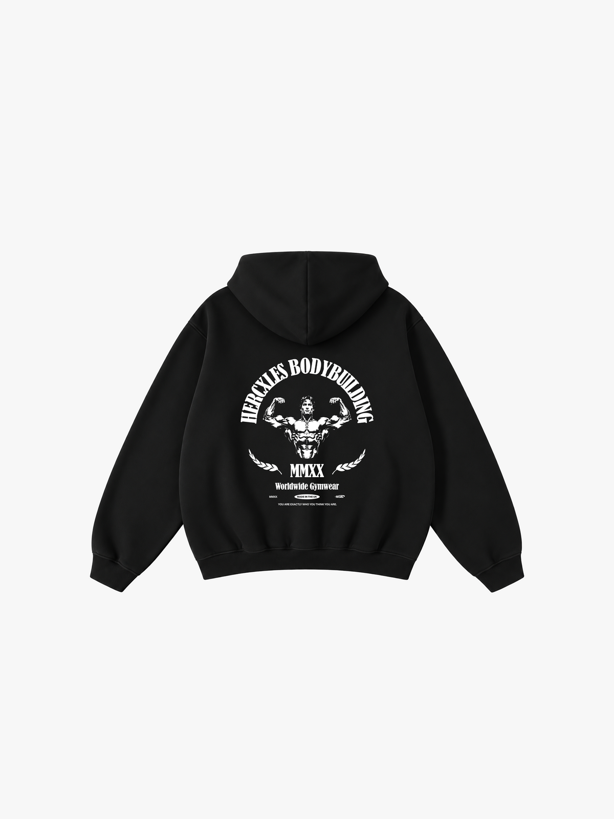 HERCXLES: Bodybuilding Oversized Hoodie - Black Beauty back flat lay
