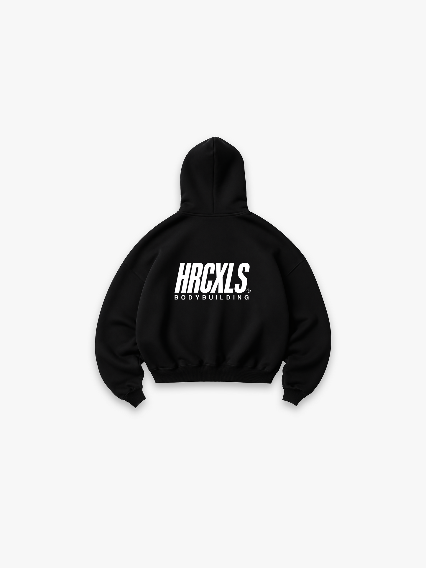 HERCXLES Bodybuilding Zip Hoodie - Black back flatlay