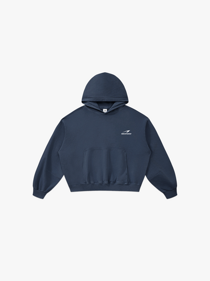 HERCSTUDIOS Boxy Hoodie - Navy front flat lay