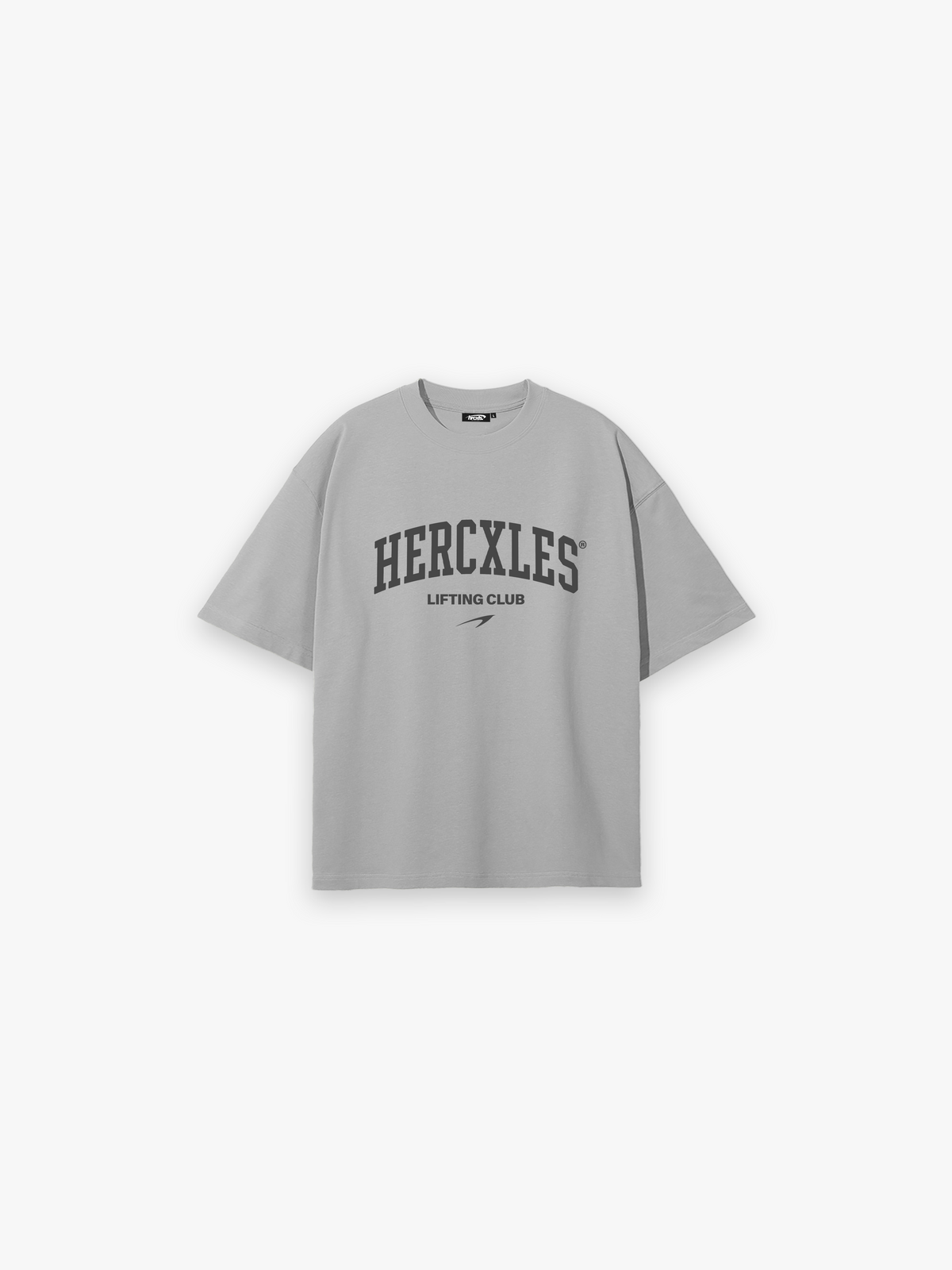 Lifting Club Oversized T-Shirt - Light Grey - dark print front flat lay