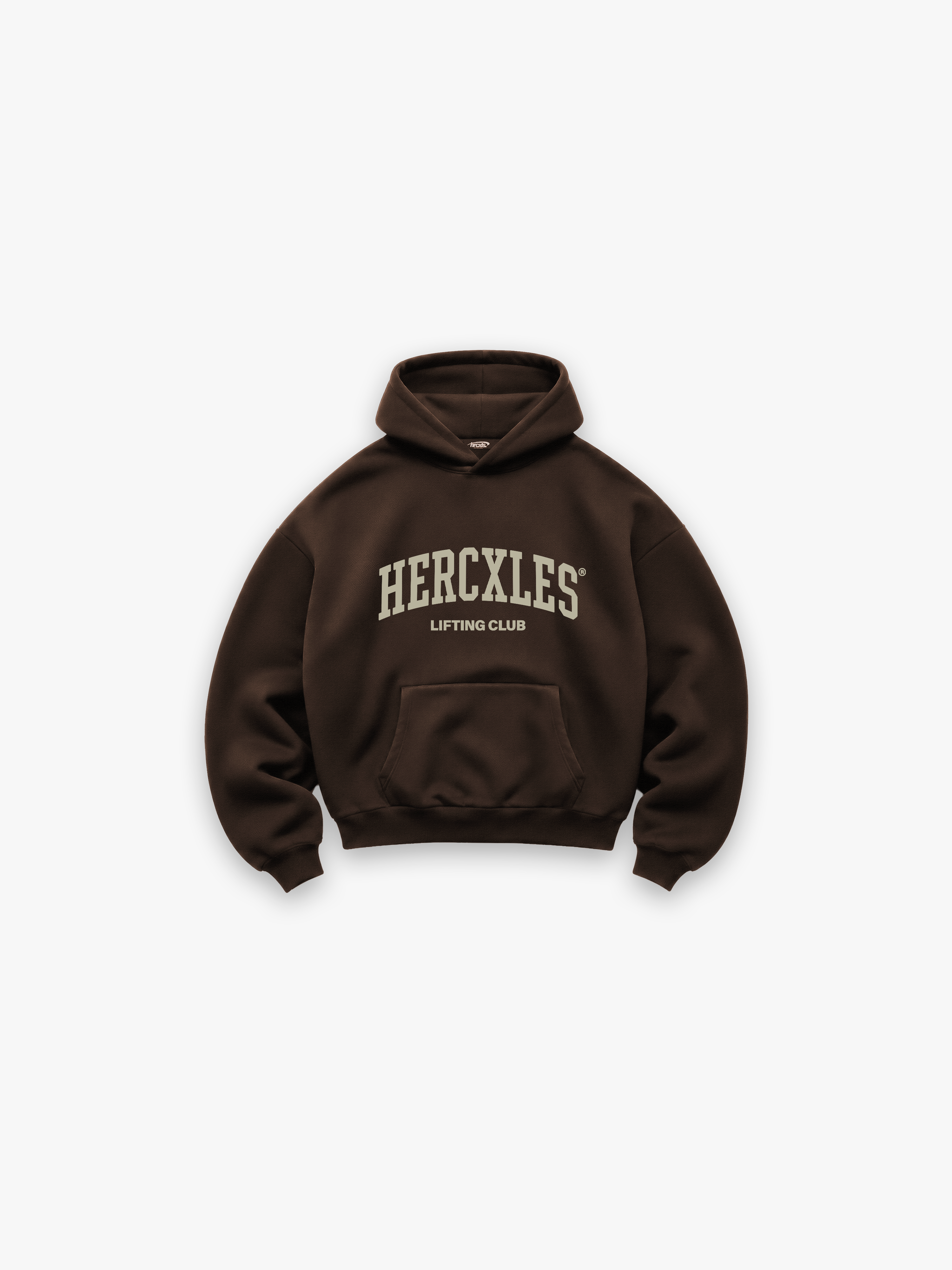 Lifting Club Heavyweight Hoodie - Chocolate - front flat lay