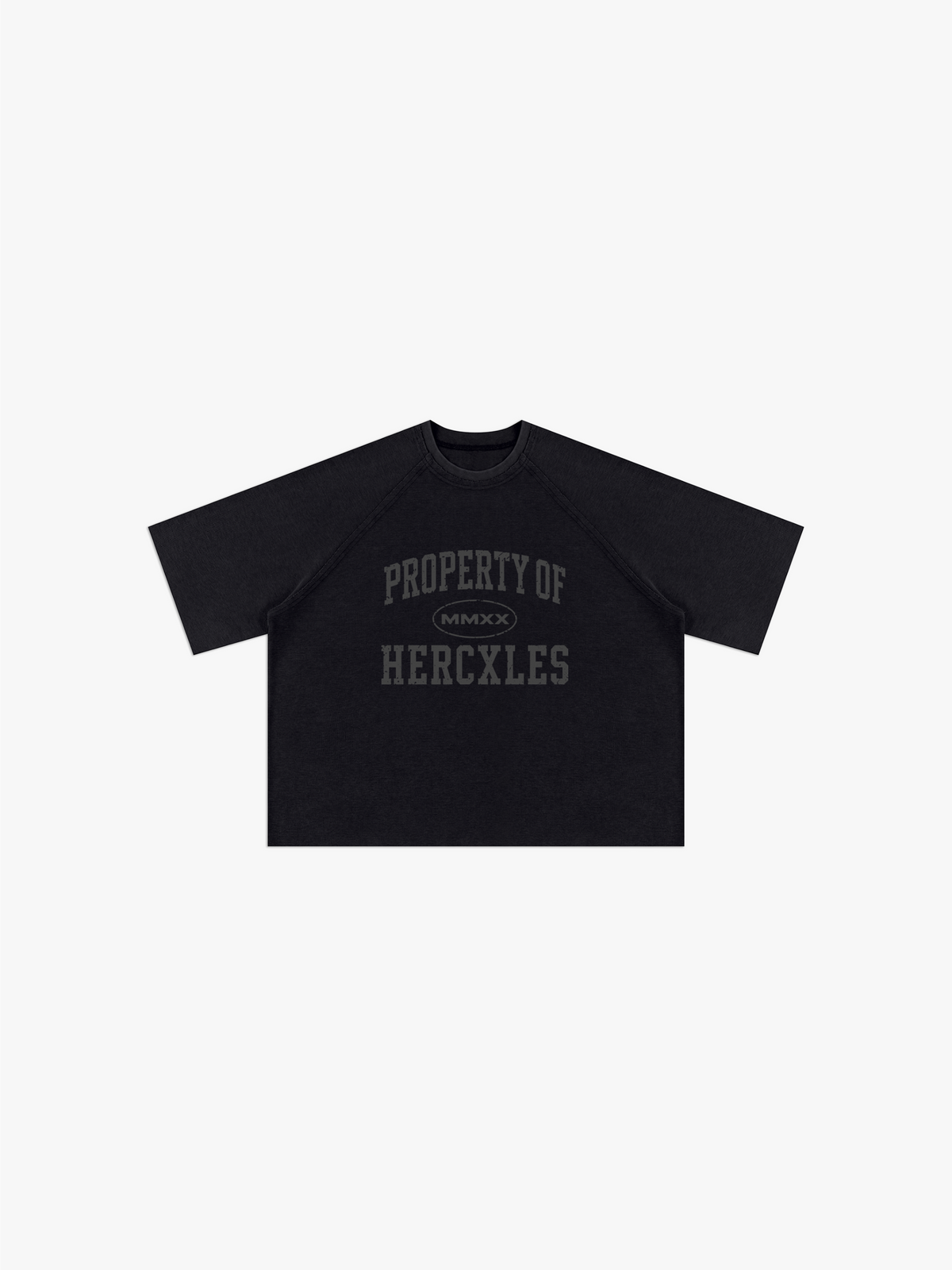 Property Of Mineral Wash Boxy Waffle T-Shirt - Black front flat lay