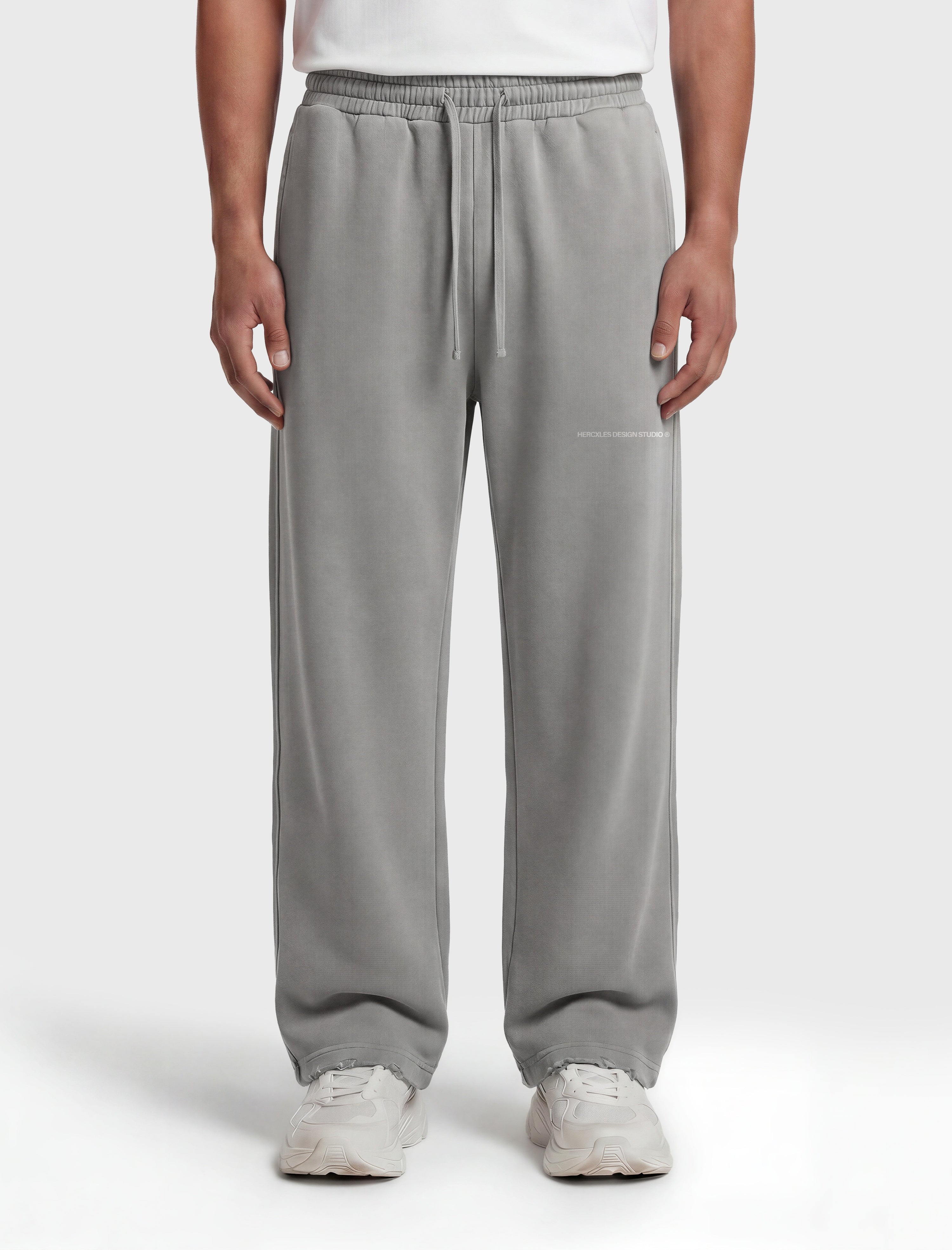 HCX feature detail: Studios Distressed Sweatpants - hcx gallery distressed sweatpants light grey