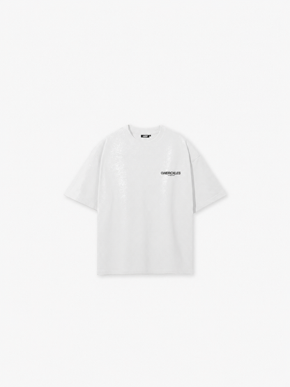 HERCXLES Lifting Club Oversized T-Shirt in White - front flat lay