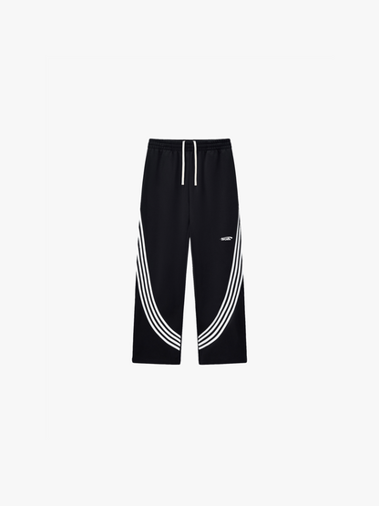 Sport Oversized Sweatpants - Black striped flat lay front