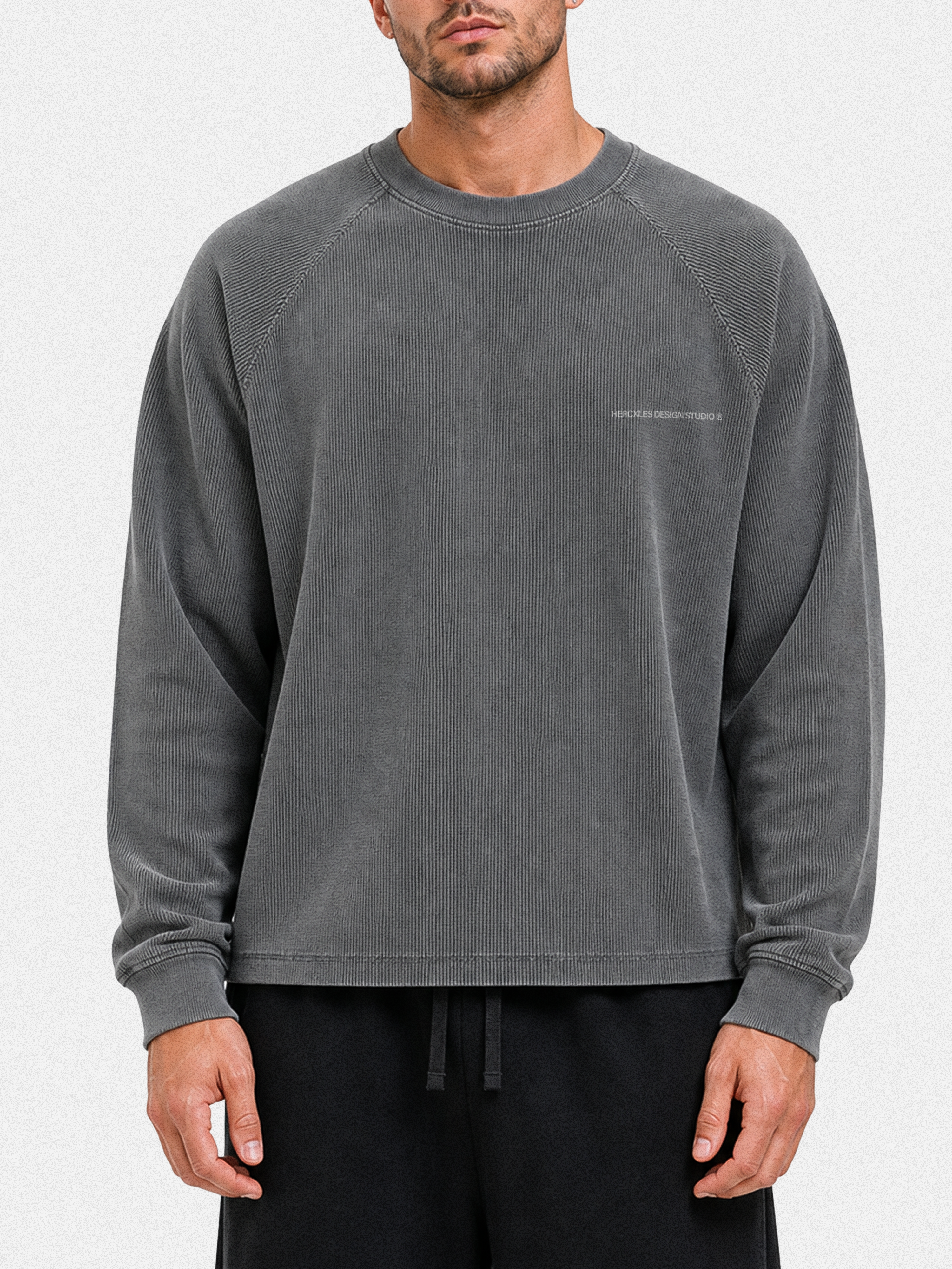 HCX feature detail: Studios Waffle Long Sleeve - hcx studios waffle long sleeve grey