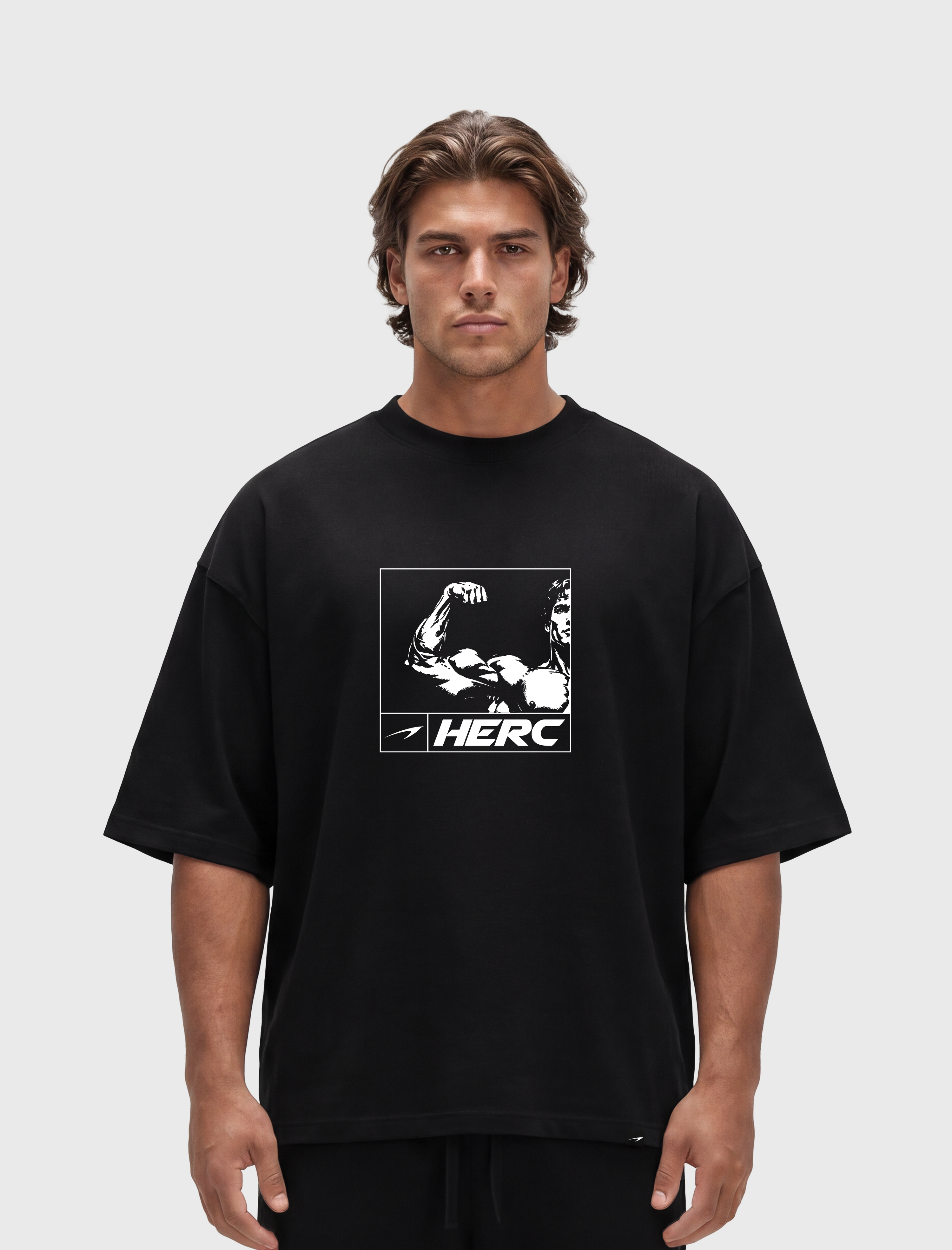 Bicep Oversized T-Shirt - Black model front