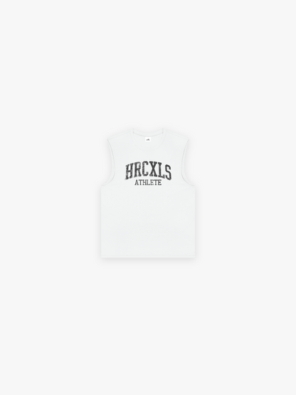 HERCXLES 2026: HRCXLS Athlete Cut Off - White front flat lay