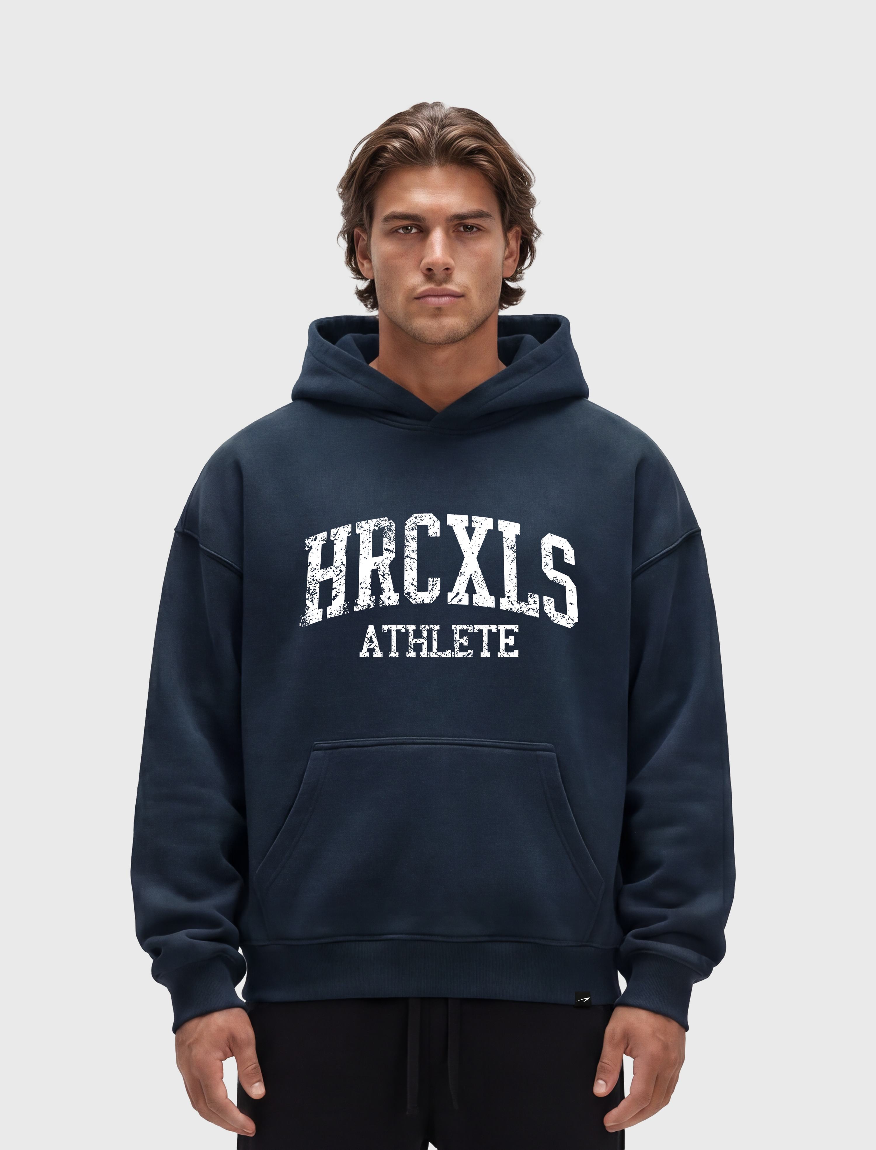 HERCXLES 2026: HRCXLS Athlete Oversized Hoodie - Navy model front