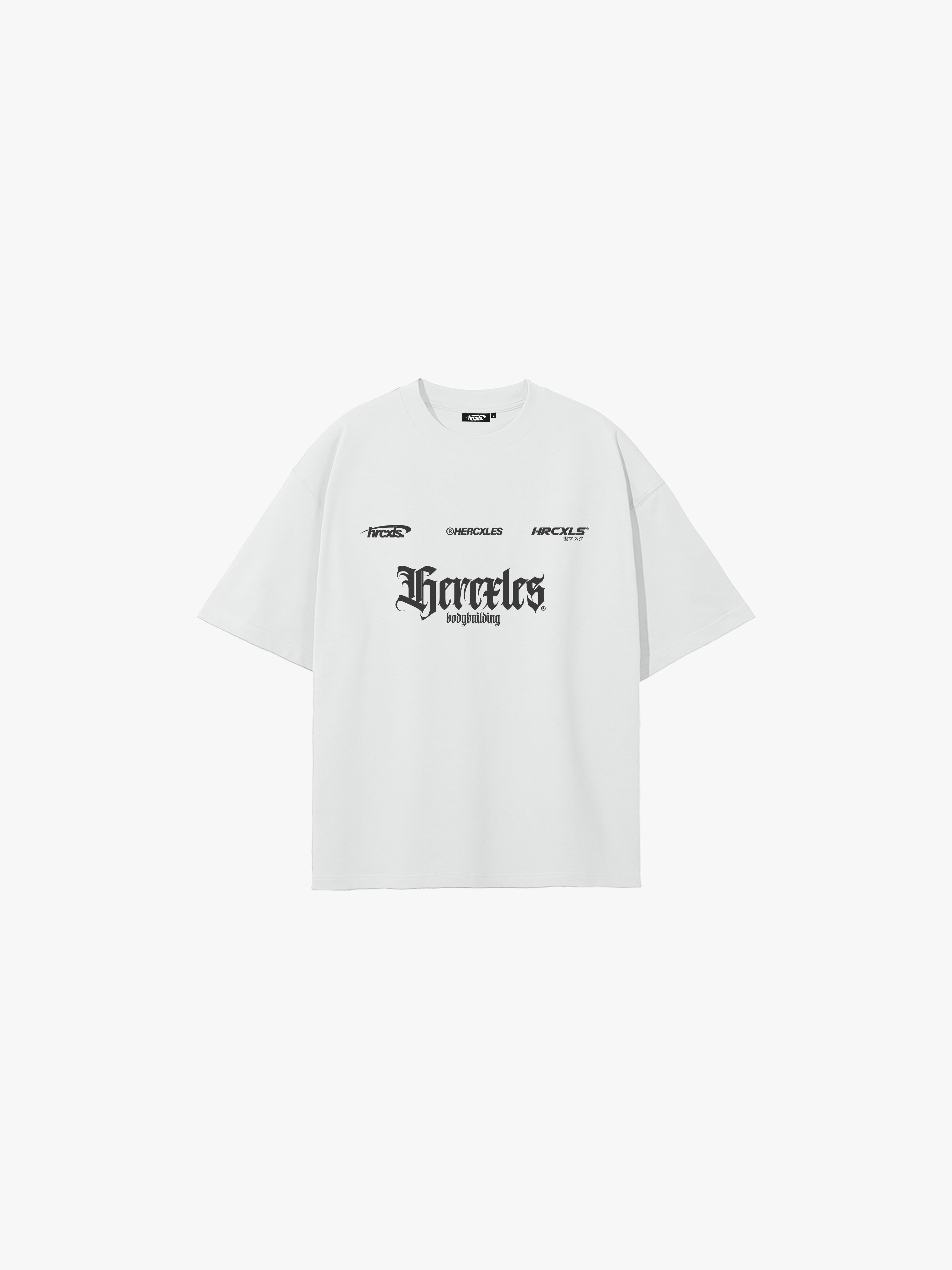 HERCXLES Bodybuilding Logo T-Shirt in White - front product image