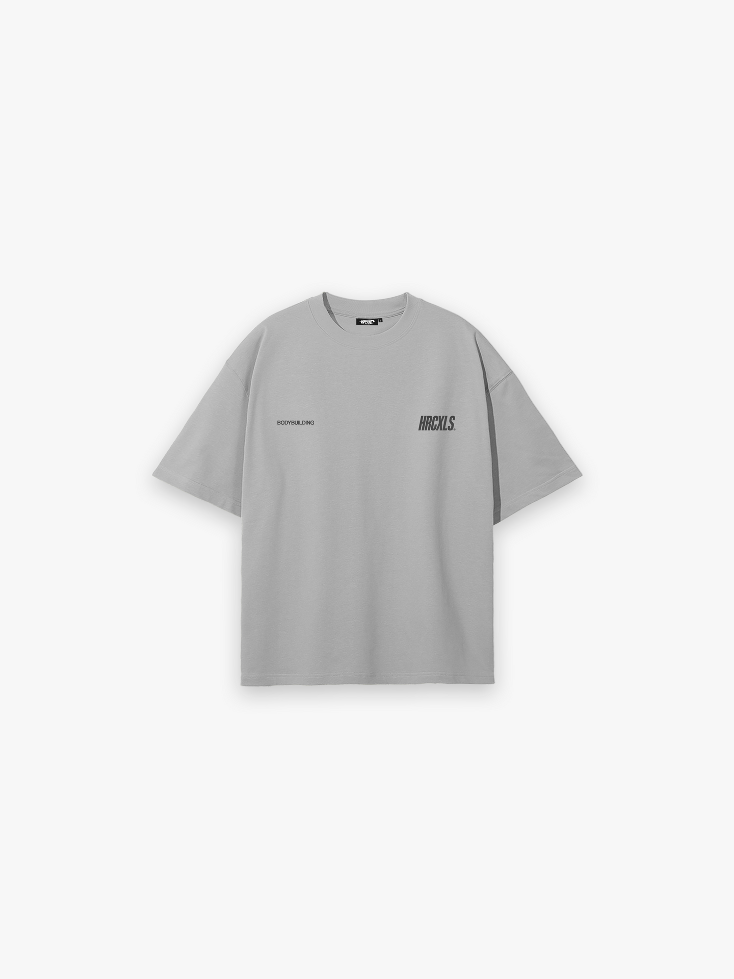 HERCXLES Bodybuilding Oversized T-Shirt in Light Grey - front flat lay