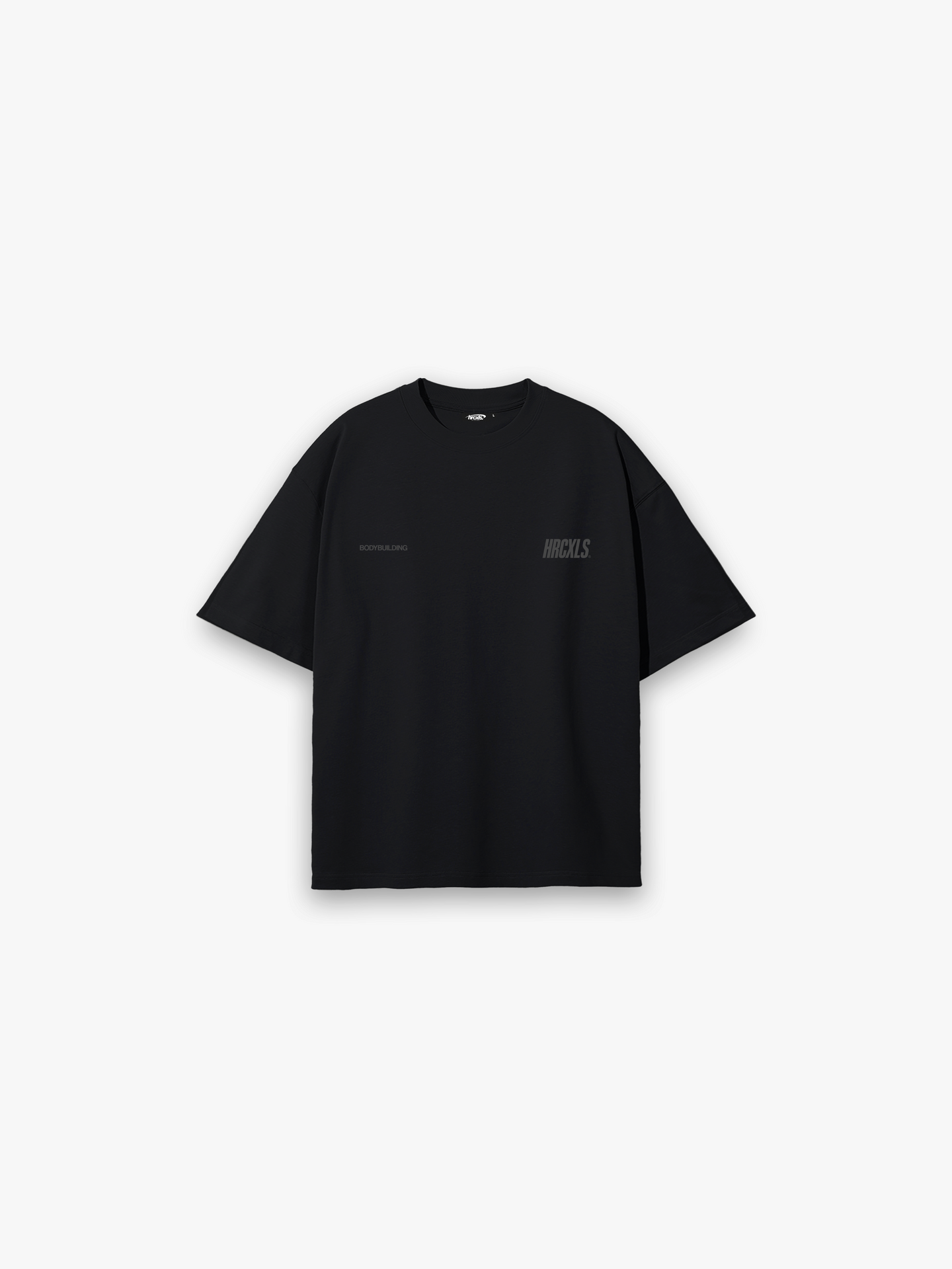 HERCXLES Bodybuilding Oversized T-Shirt in Tonal Black - front flat lay