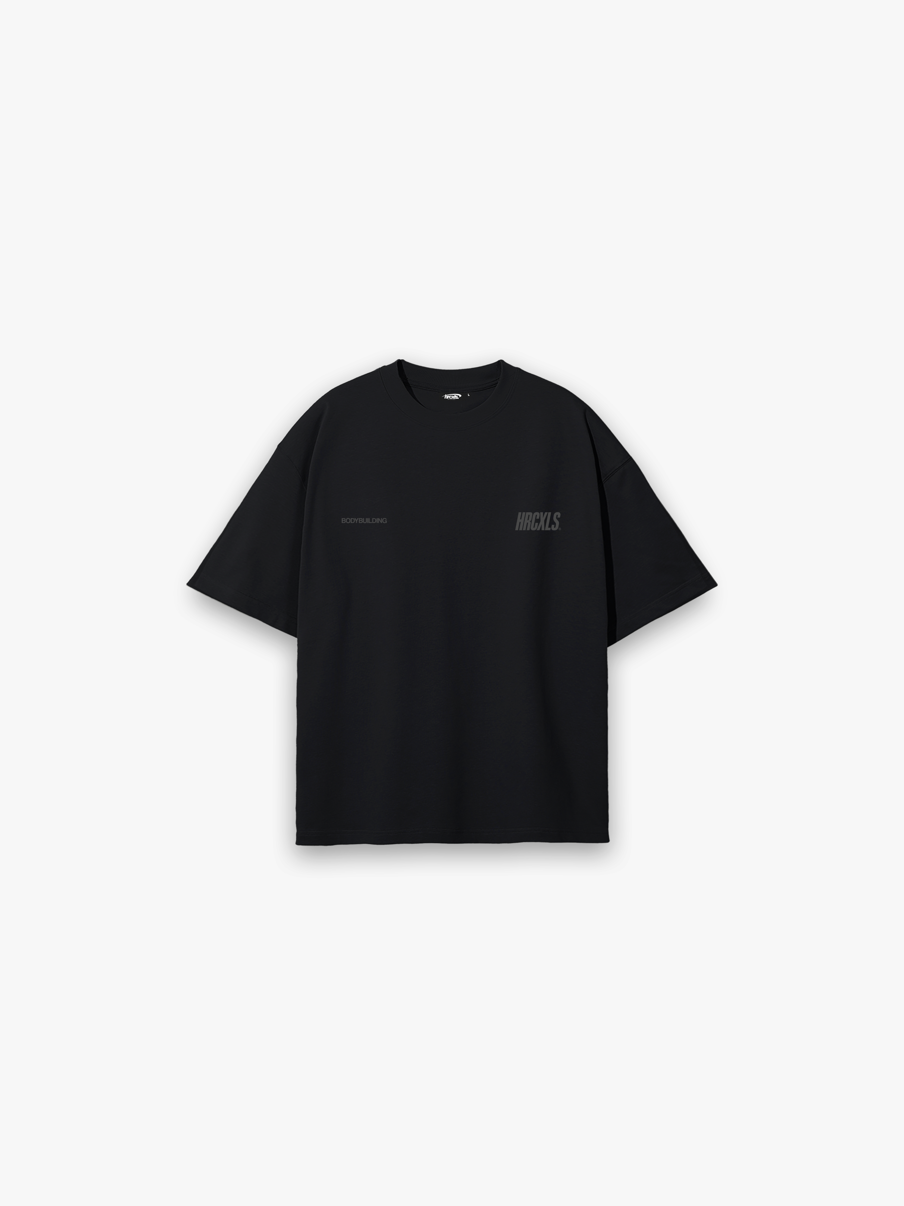 HERCXLES Bodybuilding Oversized T-Shirt in Tonal Black - front flat lay