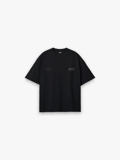 HERCXLES Bodybuilding Oversized T-Shirt in Tonal Black - front flat lay
