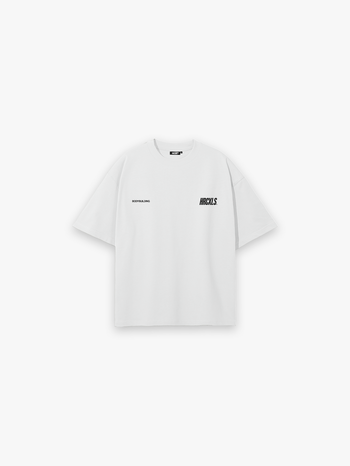 HERCXLES Bodybuilding Oversized T-Shirt in White - front flat lay