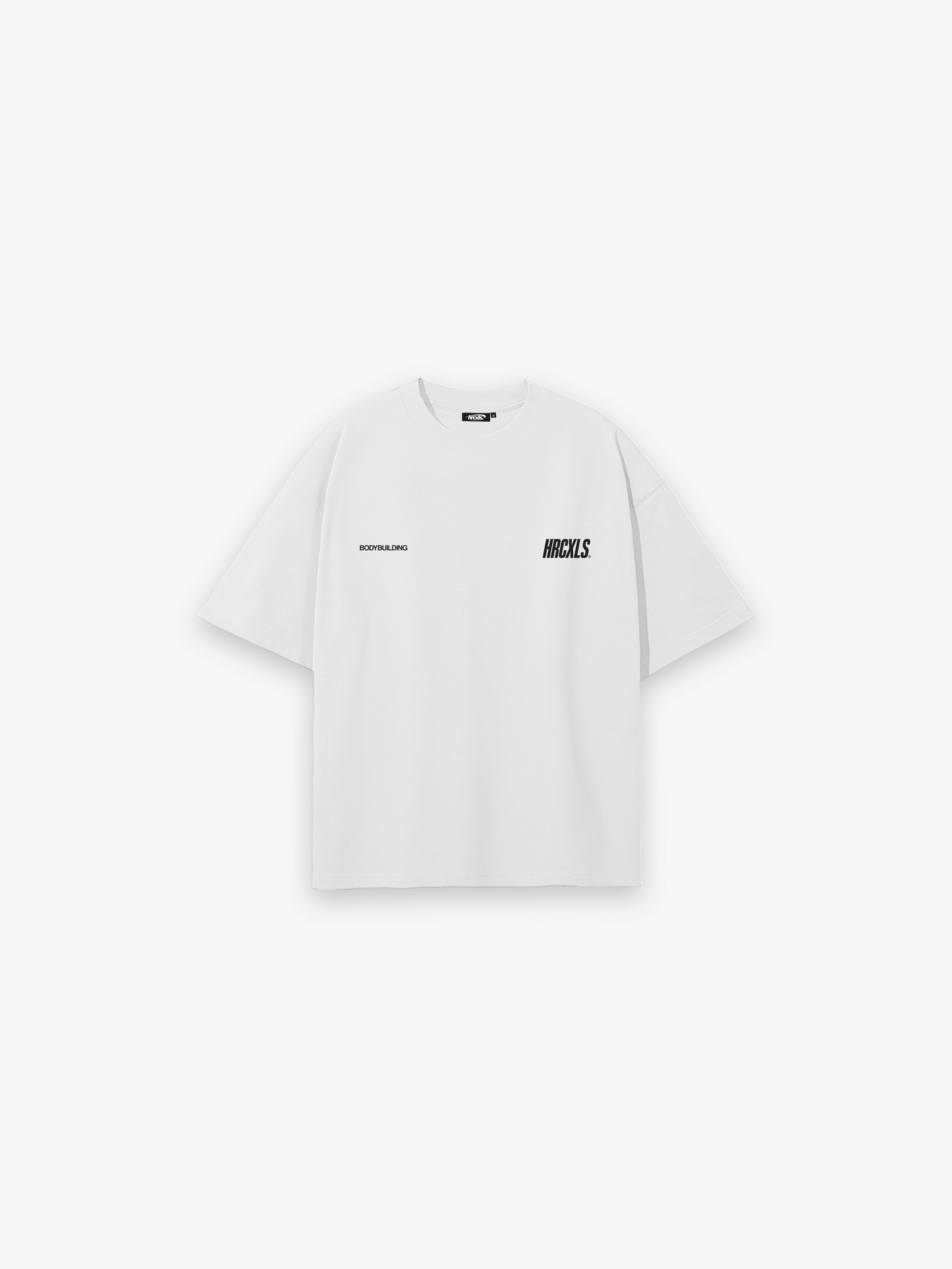 HERCXLES Bodybuilding Oversized T-Shirt in White - front flat lay