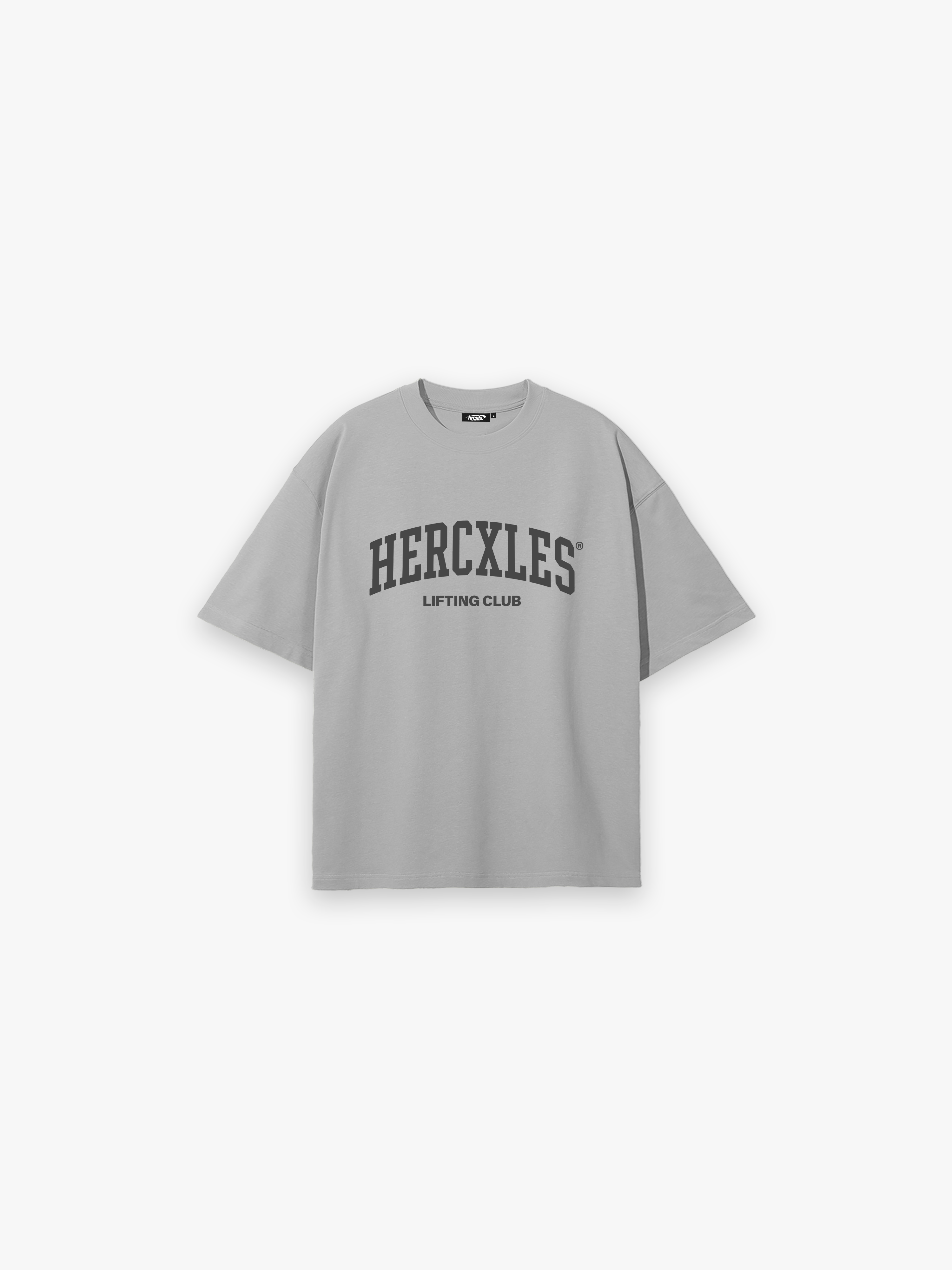 HERCXLES Lifting Club Oversized T-Shirt - Light Grey front flatlay