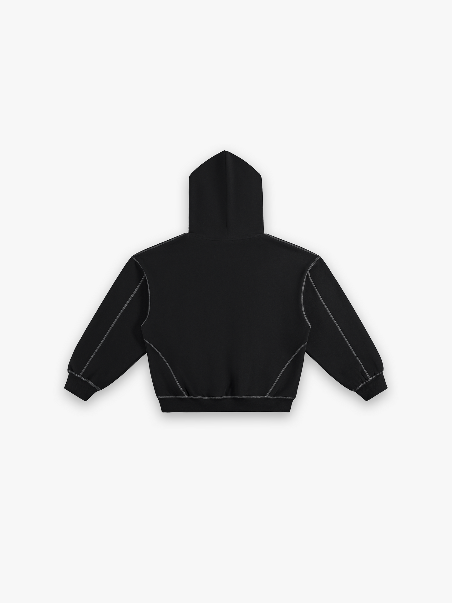 Obsidian Boxy Zip Hoodie - Black flat lay back