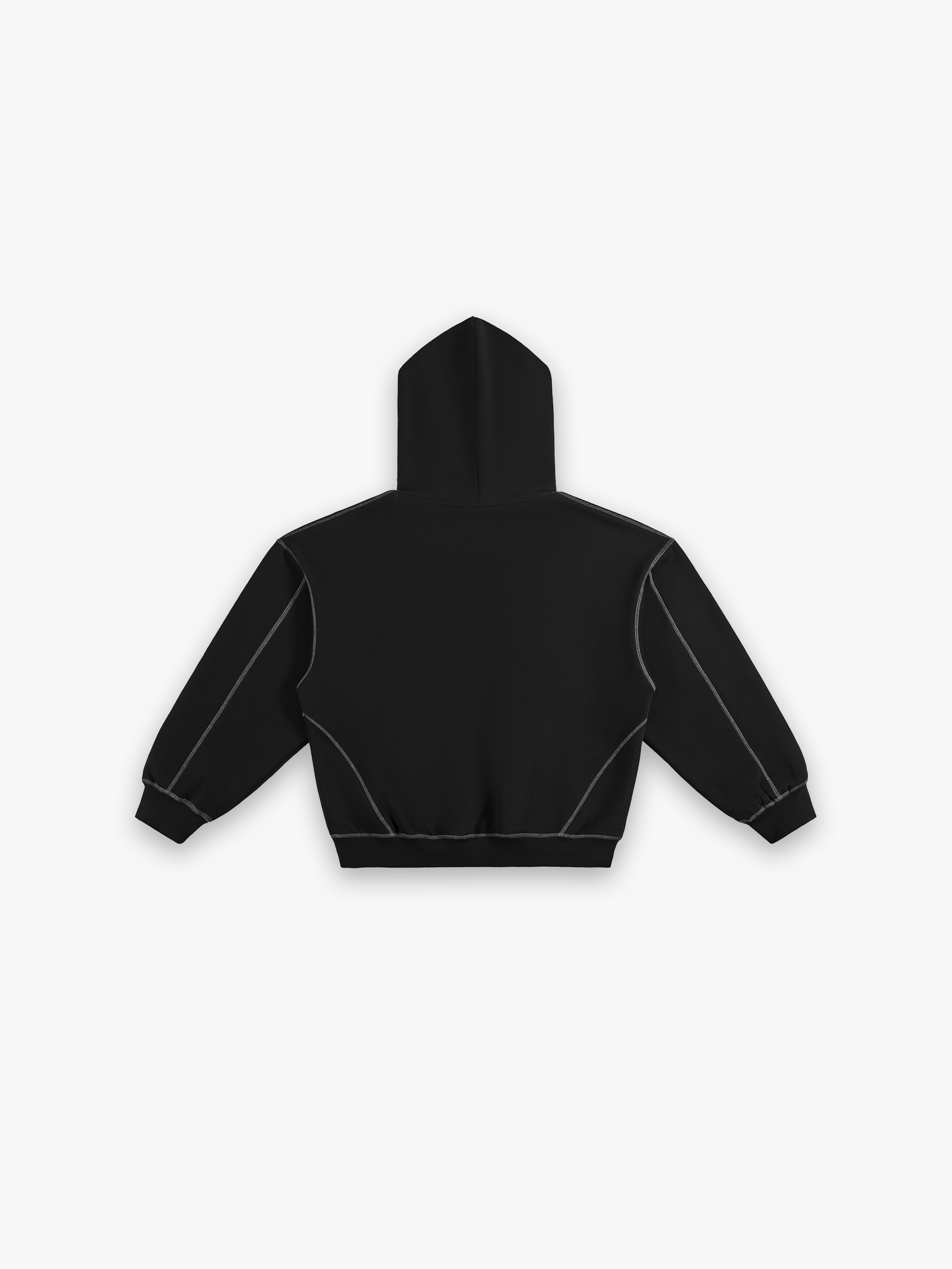 Obsidian Boxy Zip Hoodie - Black flat lay back