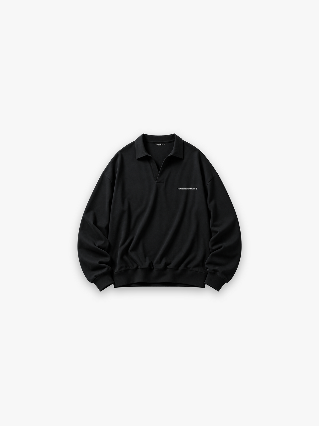 HCX 2026 match: Heavyweight Fleece Polo Sweatshirt - polo sweater black and white