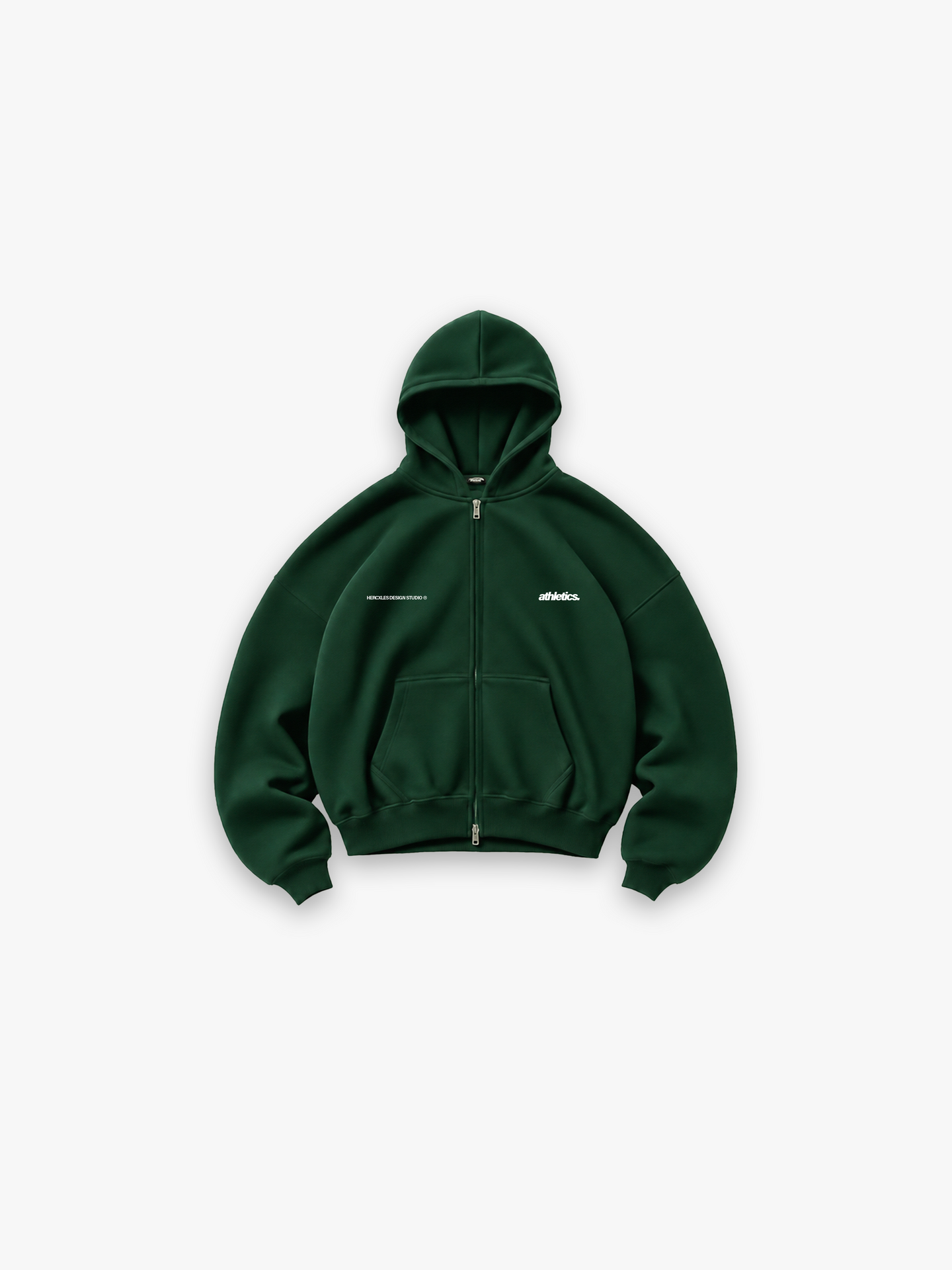 Athletics Zip Hoodie - Green flat lay front
