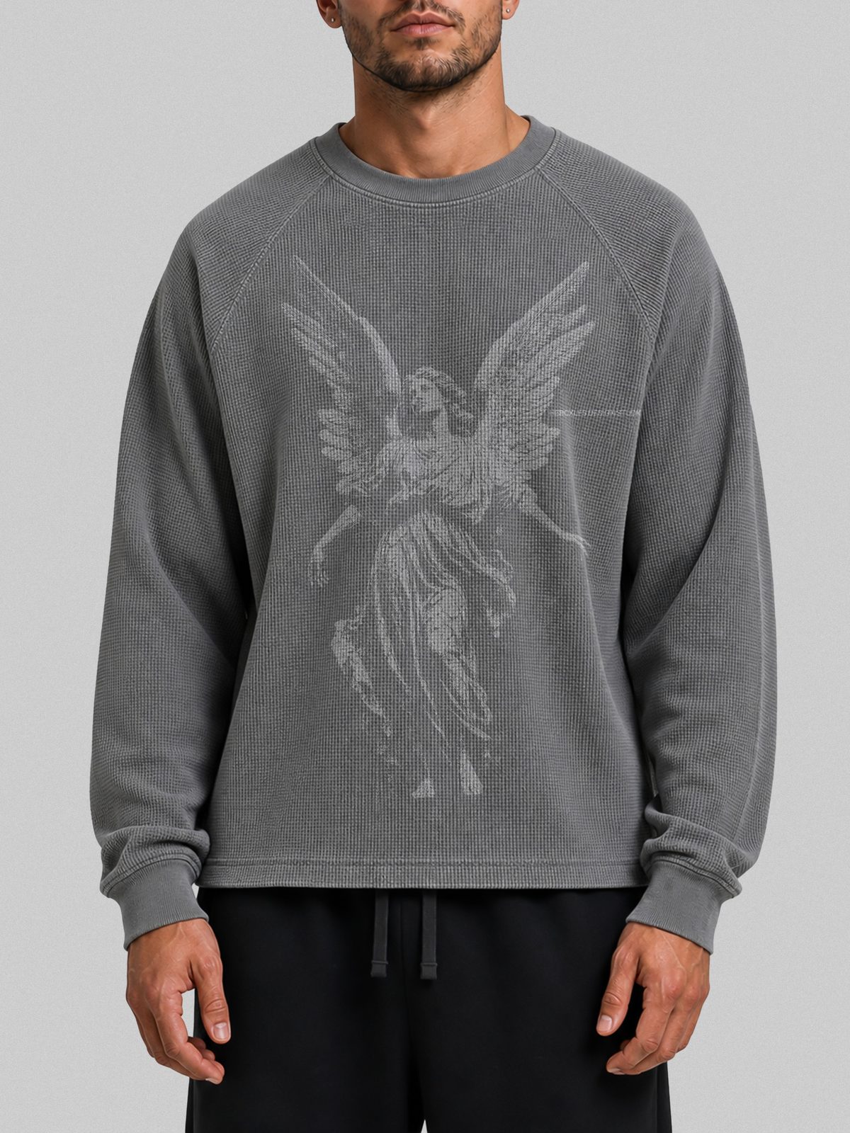 HCX feature detail: Angel Waffle Long Sleeve - hcx angel waffle long sleeve grey