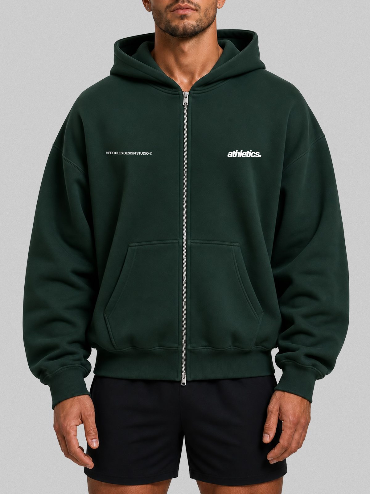 HERCXLES 2026: Athletics Zip Hoodie - zip hoodie athletics front green