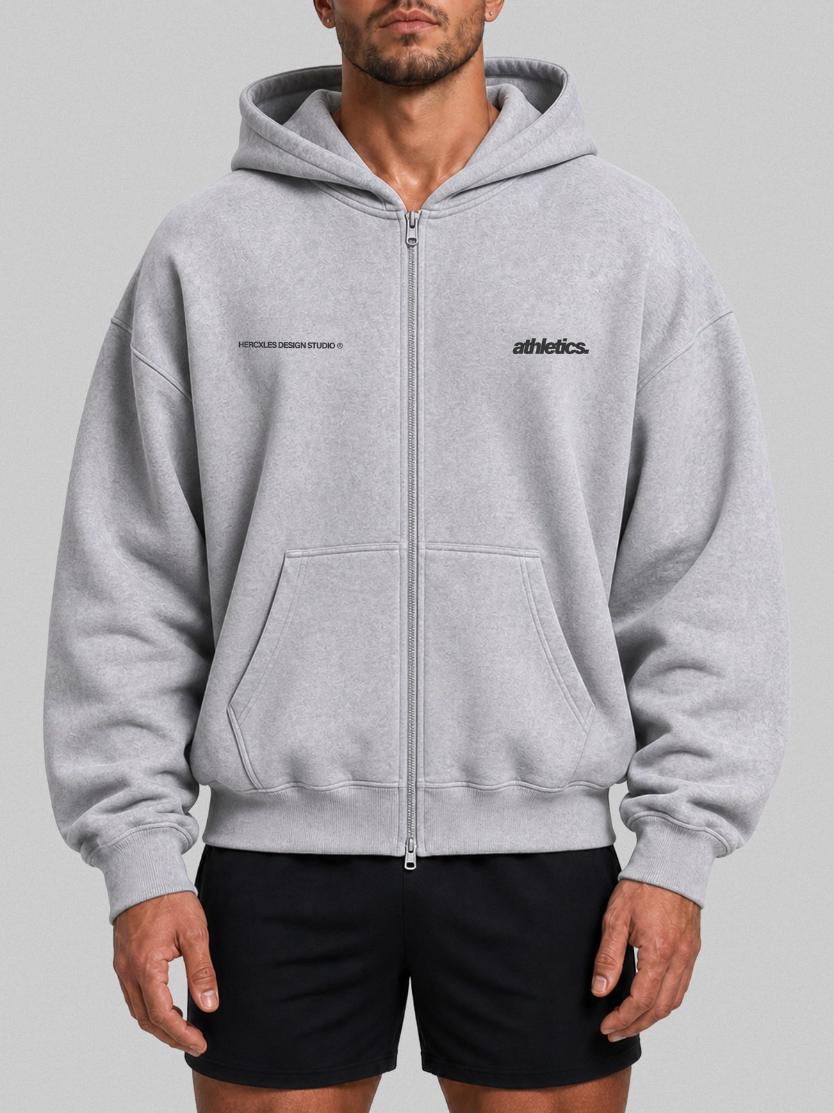 HERCXLES 2026: Athletics Zip Hoodie - zip hoodie athletics front grey