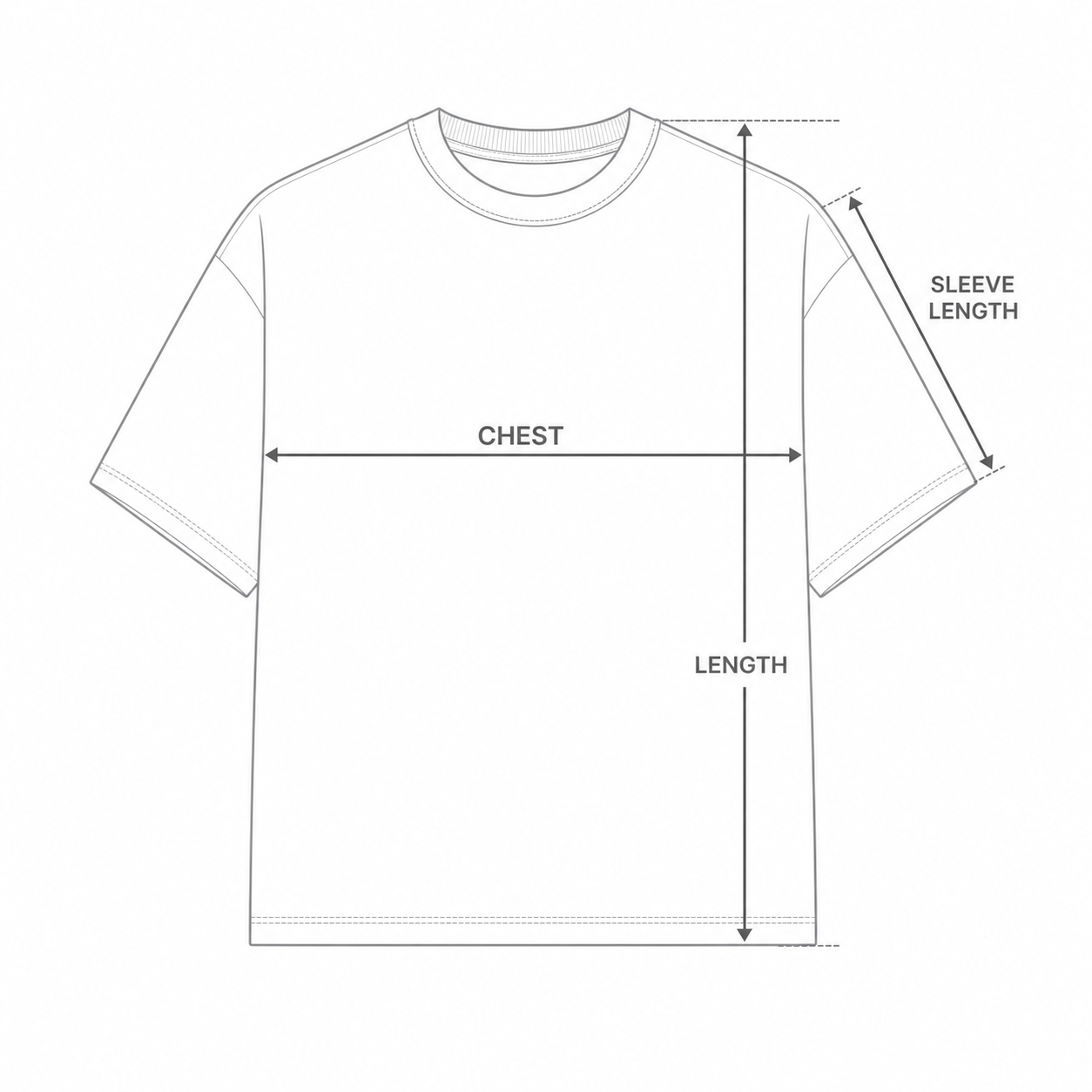 Top chest, length, and sleeve length measurement guide