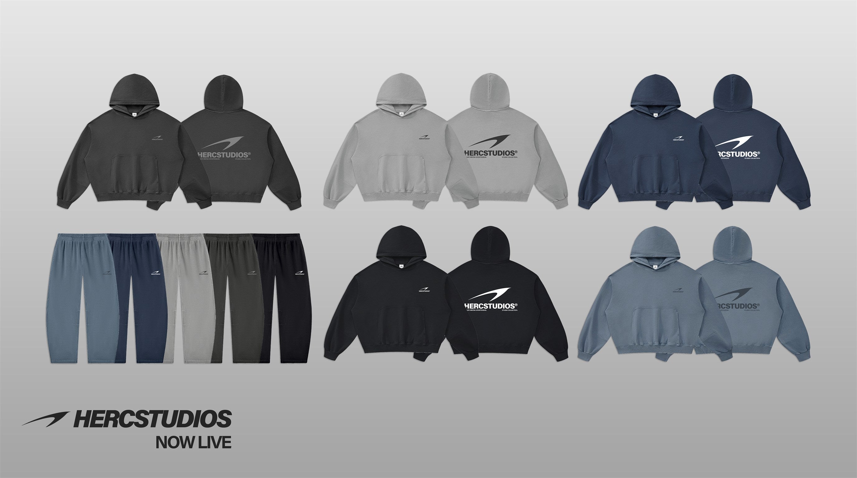 HERCSTUDIOS collection now live featuring boxy hoodies and sweatpants