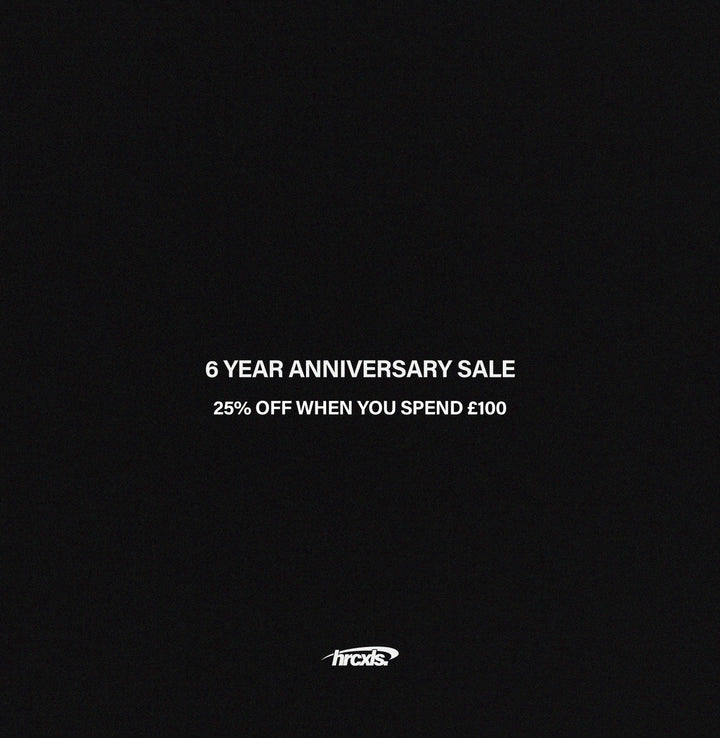 Black HERCXLES 6 Year Anniversary Sale graphic reading 25% off when you spend £100