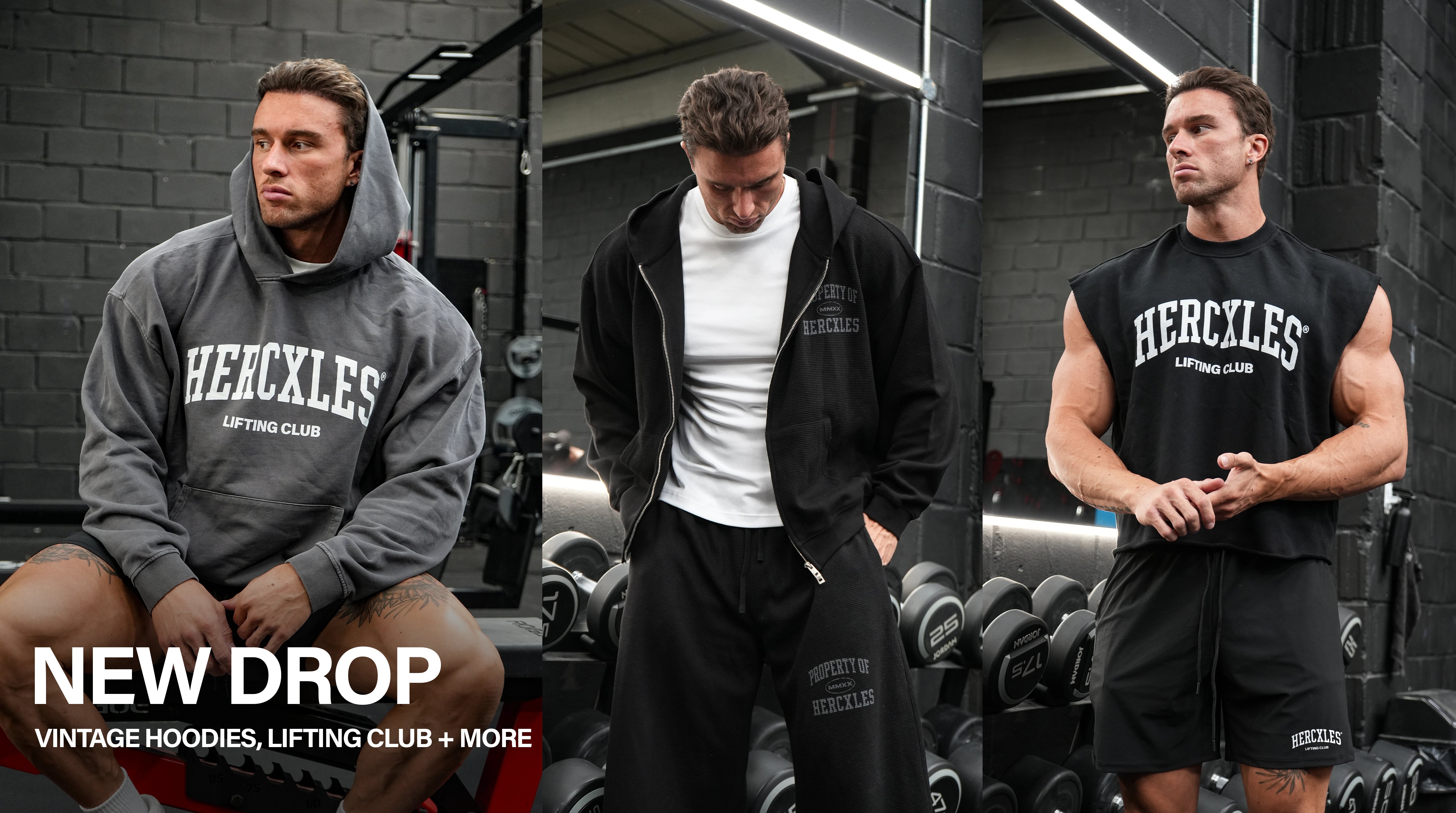 HERCXLES New Drop featuring vintage hoodies, Lifting Club and more
